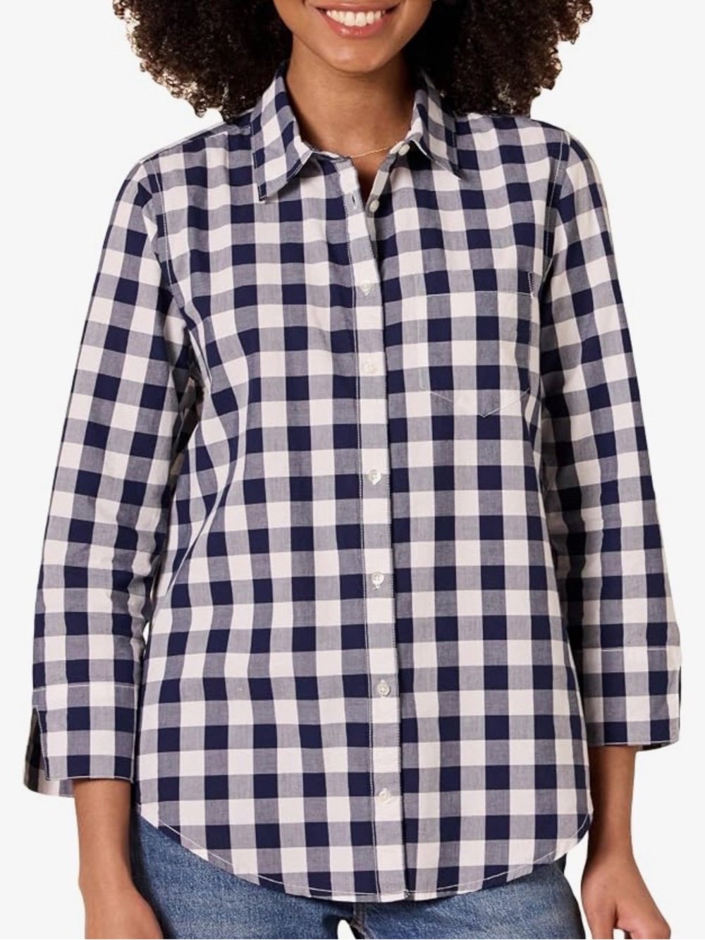 Amazon Essentials Navy and White Shirt for Women